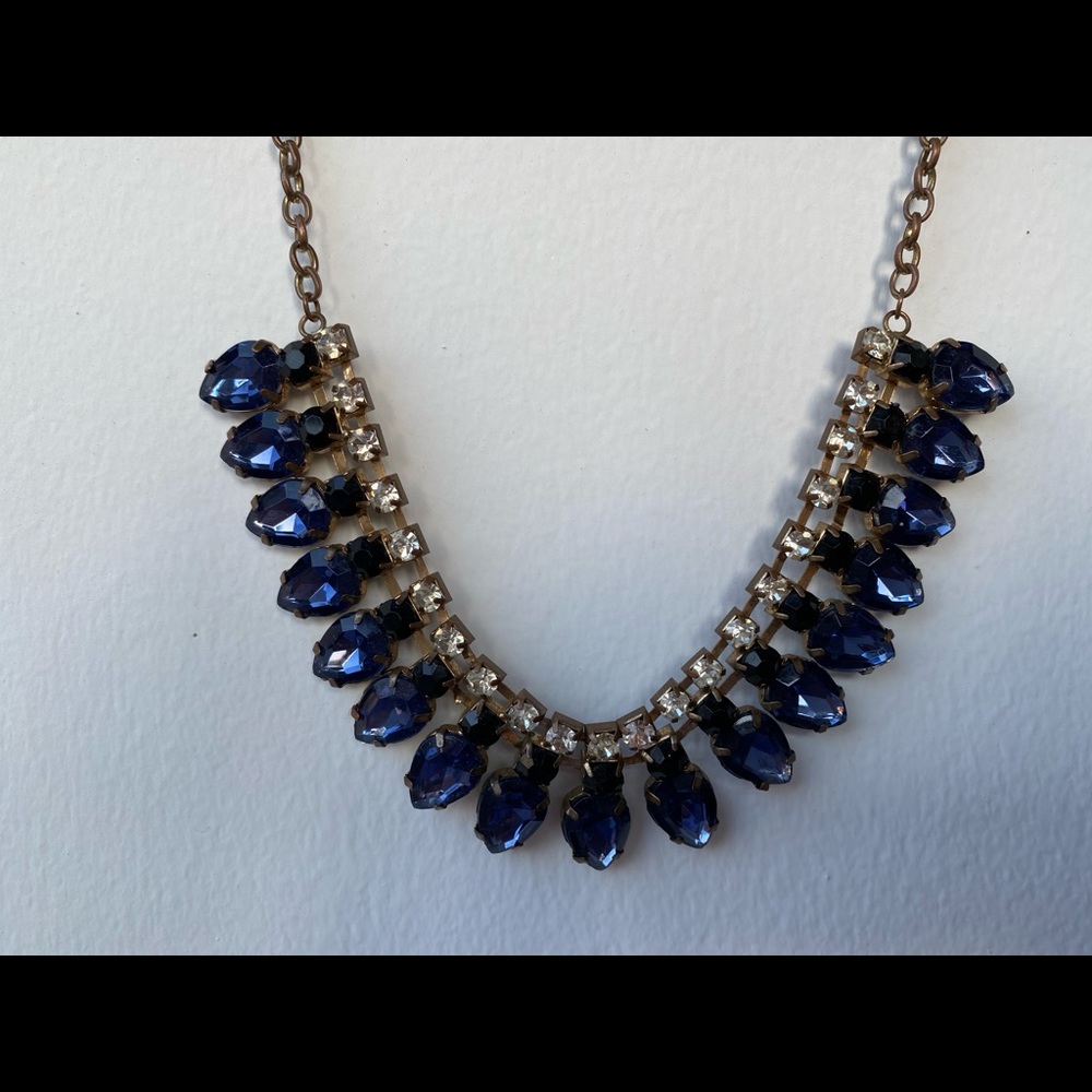 Necklace with blue and gold stones